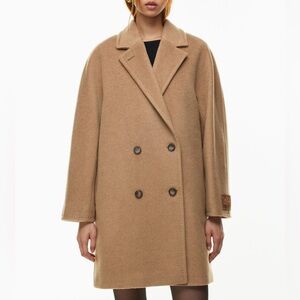 Aritzia Babaton Wool/Camel Hair Brown Slouch Midi Coat